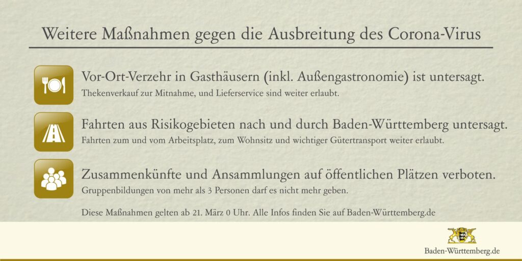 Corona-Verordnung 20.03.2020 Baden-Württemberg im Überblick