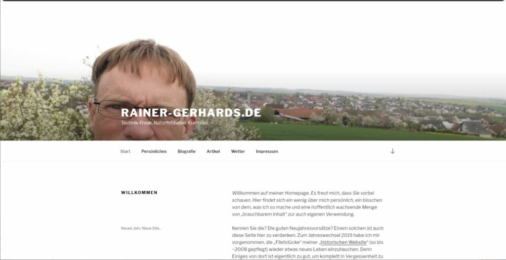 Screenshot von www.rainer-gerhards.de im Januar 2019