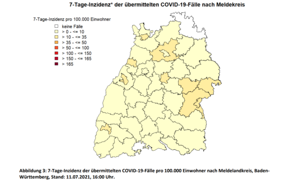 Karte Corona in Baden Württemberg